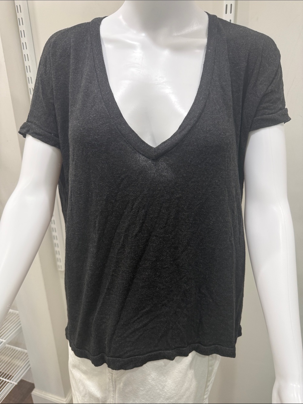 Brandy Melville Black V-Neck Short Sleeve Tee